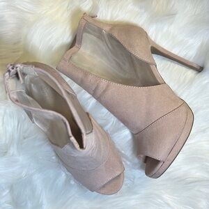 Charlotte Russe High Heel Back Zipper Mesh Open Toe Shoes